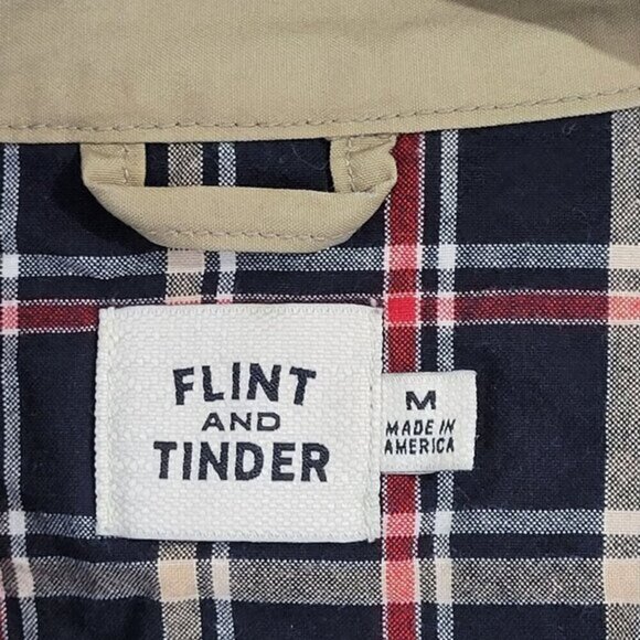 Flint And Tinder Mens Cotton Jacket M Plaid Lining Mock neck‎ Full Zip - Picture 4 of 11
